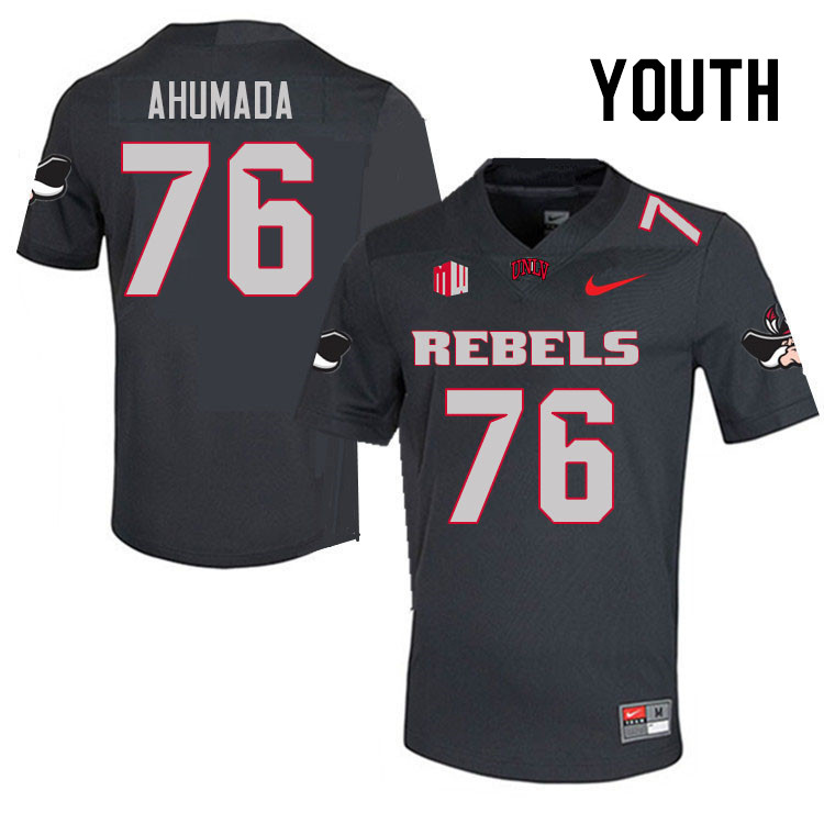 Youth #76 Jacob Ahumada UNLV Rebels College Football Jerseys Stitched Sale-Charcoal - Click Image to Close